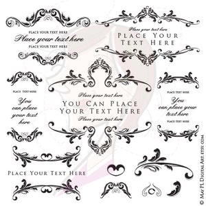 Vintage Floral Border Clipart - mit dekorativen Design-Elementen, hervorragend zu DIY viktorianischer Hochzeit oder für Ihr Geschäft - KOMMERZIELLE NUTZUNG 10022