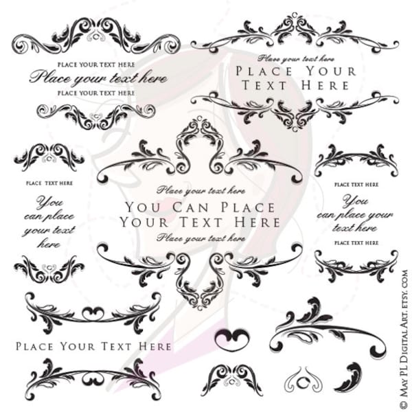 Vintage Floral Border Clipart - with decorative Design Elements, superb to DIY Victorian Wedding, or for Business - COMMERCIAL USE 10022