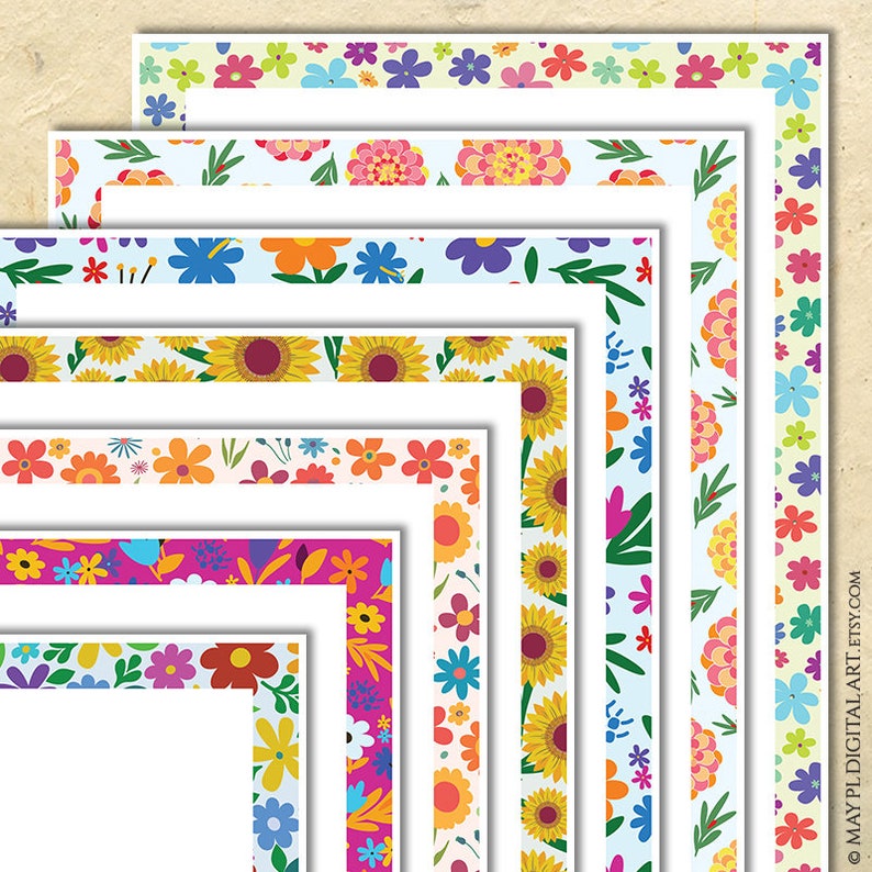 Borders Spring Time Summertime Florals Page Borders, Springtime Flowers Clipart - Handdrawn ...