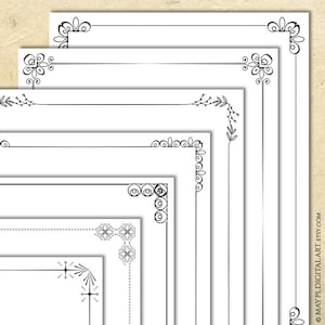 Zwarte frames Vintage sierlijke randen Clip Art, png jpeg vectorbestanden - digitale download pagina decoratie 8x11 DIY certificaat document 10897