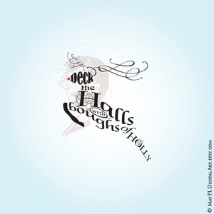 Deck the Halls Retro Graphics Christmas Titles Xmas Tree - Etsy