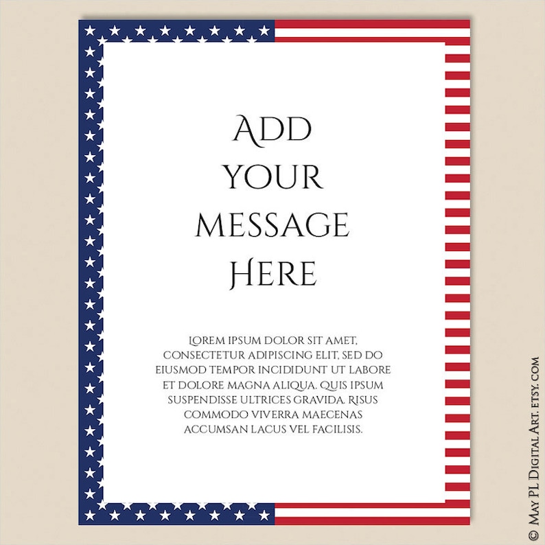 American Border Frames Clip Art, Memorial Day, Fourth Of July, Patriotic Blue Red Flag Eagle Page Decoration School Business Use 10942 image 3