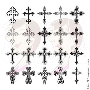 Imágenes prediseñadas digitales de cruces, adornadas, cristianas, ortodoxas, góticas, gráficos, Navidad, Pascua, tarjetas de condolencia, tarjetas DIY, álbumes de recortes 10634