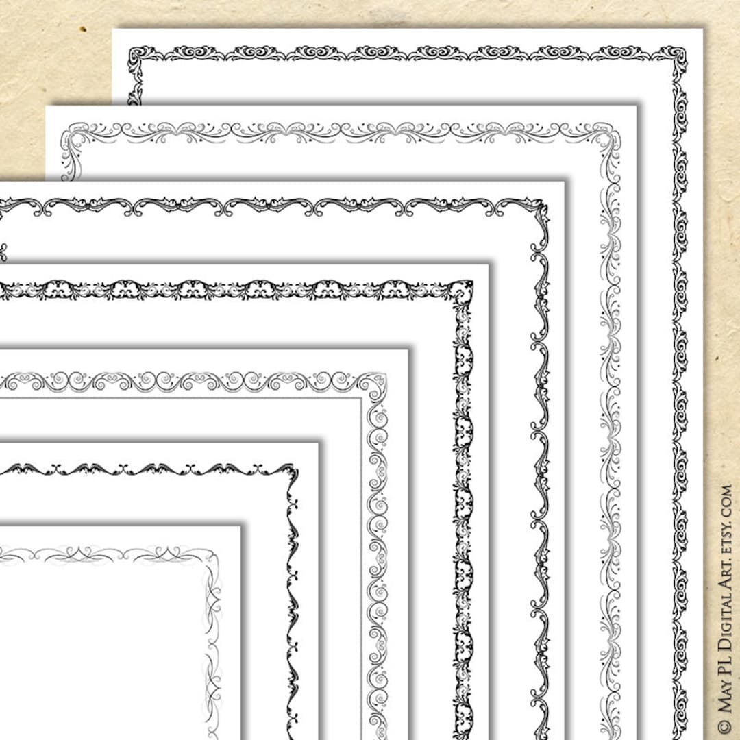 Thin Borders Clip Art Vintage Certificate Award Diploma 8x11 Etsy