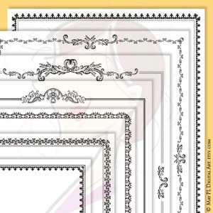 Rand Png Rahmen Dekorative Clip Art - Verschnörkte Seitenrahmen 8x11 Rokoko Bordüren Digitaler Download - KOSTENLOSER kommerzieller Gebrauch 10366