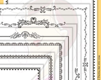 Border Png Frames Decorative Clip Art - Ornate Page Frame 8x11 Rococo Borders Digital Download - FREE Commercial Use 10366