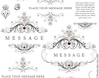 Shabby Chic Flower Clipart -  Swirl Frames, Flourish Sign perfect for Wedding, Scrapbook, Business Branding - FREE Commercial Use 10329