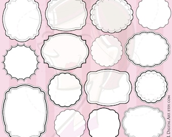 Digital Frames Clip Art - simple shapes for making Labels, Tags, Scrapbooking, with White in the Middles - FREE Commercial Use 10506