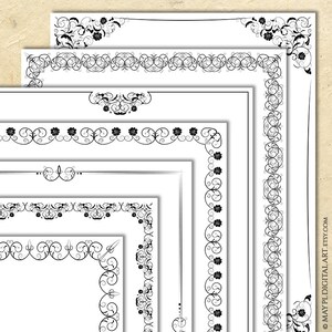 Seite Borders Clipart - Florale Blätter Vintage Digitale Rahmen Download, 8x11 Zertifikat Award, Hochzeit lädt ein, Dokument Dekoration 10989