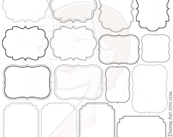 Digital Frames Borders DIY Invitations Wedding Birthday Scrapbook Office Label Tags Clipart Teacher Commercial Use Transparent Middle 10286