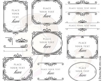 Ornate Corner Frame Clip Art - Beautiful Frames and Text Dividers great for Wedding, Scrapbook, Crafts - FREE Commercial Use 10486