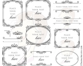 Marco de esquina ornamentado (clip art): hermosos marcos y separadores de texto ideales para bodas, álbumes de recortes y manualidades. Uso comercial gratuito. 10486