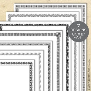 Schwarze einfache Borders Clip Art - Keltische Knoten Digitale Download Rahmen für DIY Zertifikate, Diplome, Auszeichnungen, Vintage 8x11 Borders Seite 10841