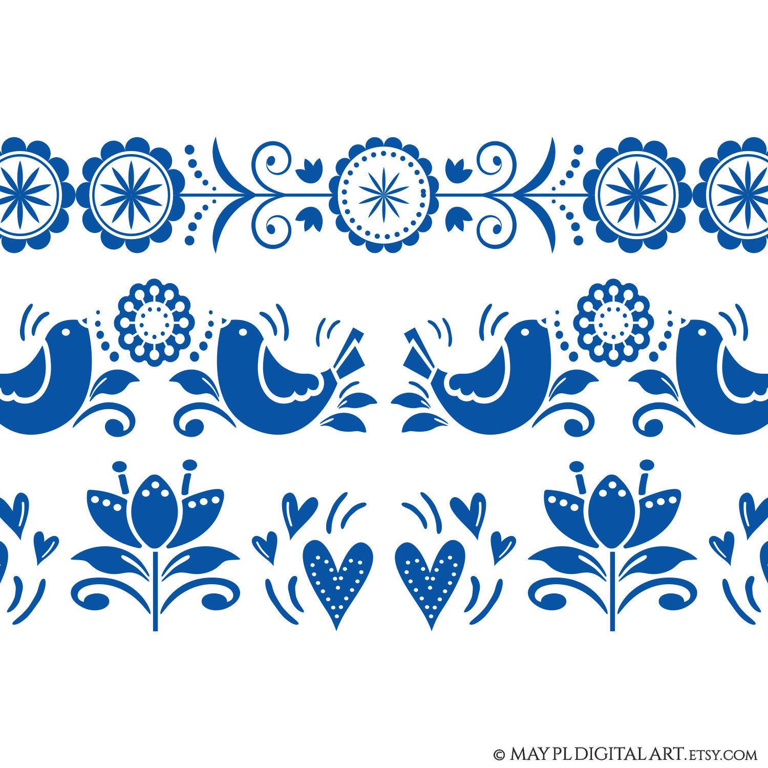Scandinavian Folk Art Borders Frames - Design Elements Digital