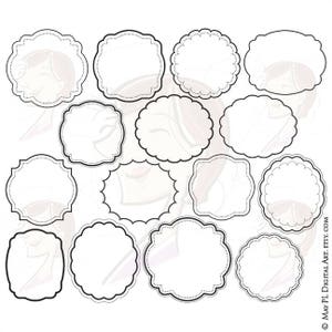 Frames Digital Download- featuring 15 Round and Oval Frame Clipart, includes scalloped and starburst SVG borders- Free Commercial Use  10502
