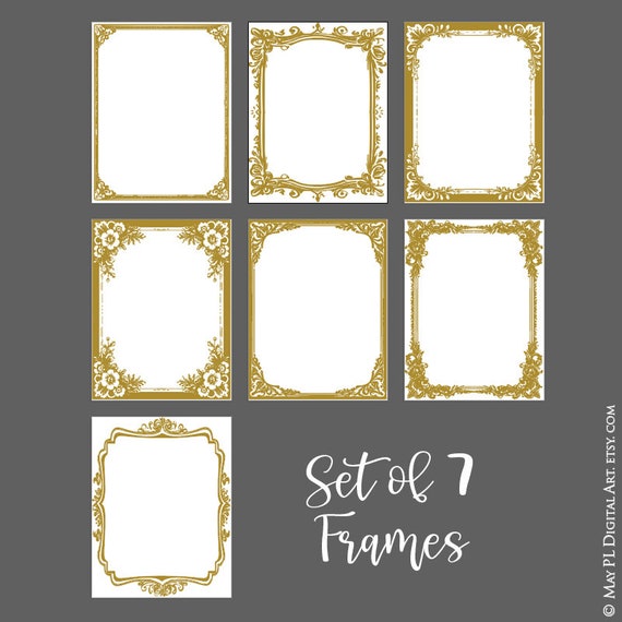 Antique Gold Document Borders Classic Clipart - Charming Flourish