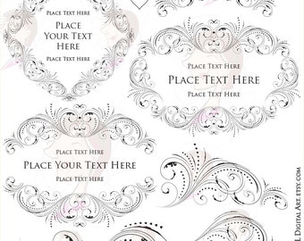Elegant Flourish Floral Frames - Png and Vector Clipart perfect for DIY Wedding, Business, Logo Branding - FREE Commercial Use 10736
