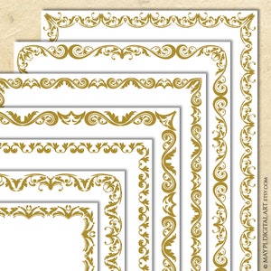 Gouden paginaranden, erfgoed digitale fotolijst Vintage illustraties - documentontwerp, certificaat, bruiloft uitnodiging graphics 11000