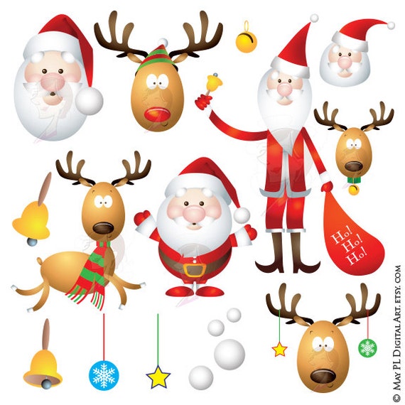 Santa Svg Reindeer Clipart Includes Santa Claus Sack Bells Rudolph Red Nose Reindeer Christmas Graphics For Teacher Crafts Use 10406