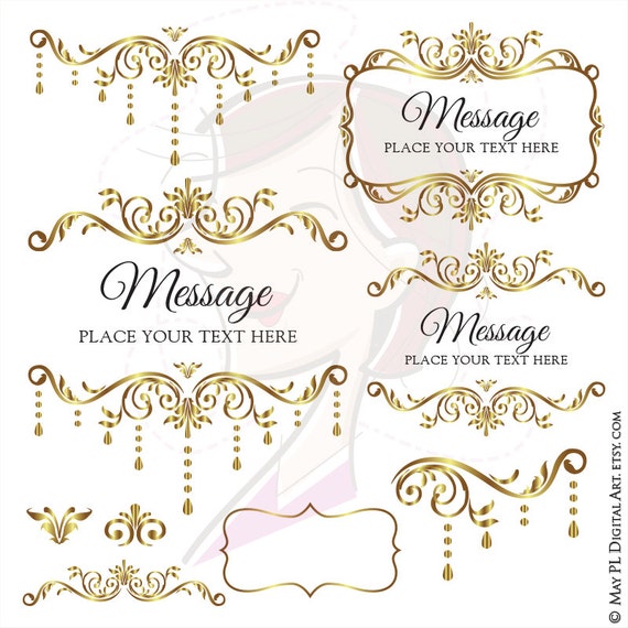 Gold Frame Clipart Digital Flourish Clip Art Chandelier Frames Image 0