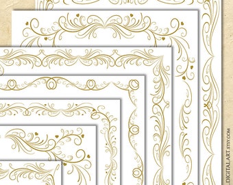 Unique Gold Flourish Page Border Frames 11046