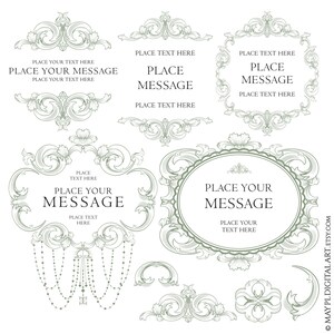 Marcos digitales Vintage Sage Green Chandelier - Logo Branding Diseño clásico Invitación de boda Clip Art Uso comercial 10907