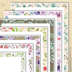 Frühling Sommer Seitenrahmen, Blumen und Blätter Muster Clip Art - DIY-Urkunde, Hochzeitseinladungen, Dokument Dekoration 10979