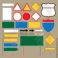 Road Signs Clipart Set - "road Signs" Digital Clipart Pack (includes 13 ...