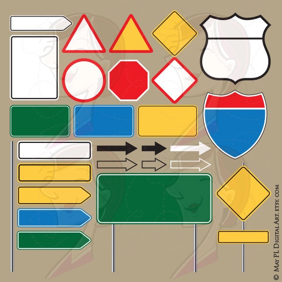 Blank Road Signs Highway Interstate Signage Back to School Empty Street  Signs Graphics Poles Arrows Signboard Clipart Vector Png Files 10568 - Etsy