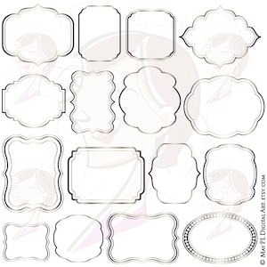 Silver Frames Clipart - Grafica vettoriale per uso commerciale ideale per etichette fai-da-da-fai-da-da-fai, tag, invito, carta, artigianato, scrapbooking e altro 10375