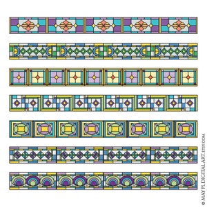 Witraż Granice Clipart - Kolorowe Geometryczne Kształty Granice Wzór Sztuka Obrazy, Przezroczyste Png, Jpeg, Wektorowe Ilustracje Stockowe 10972
