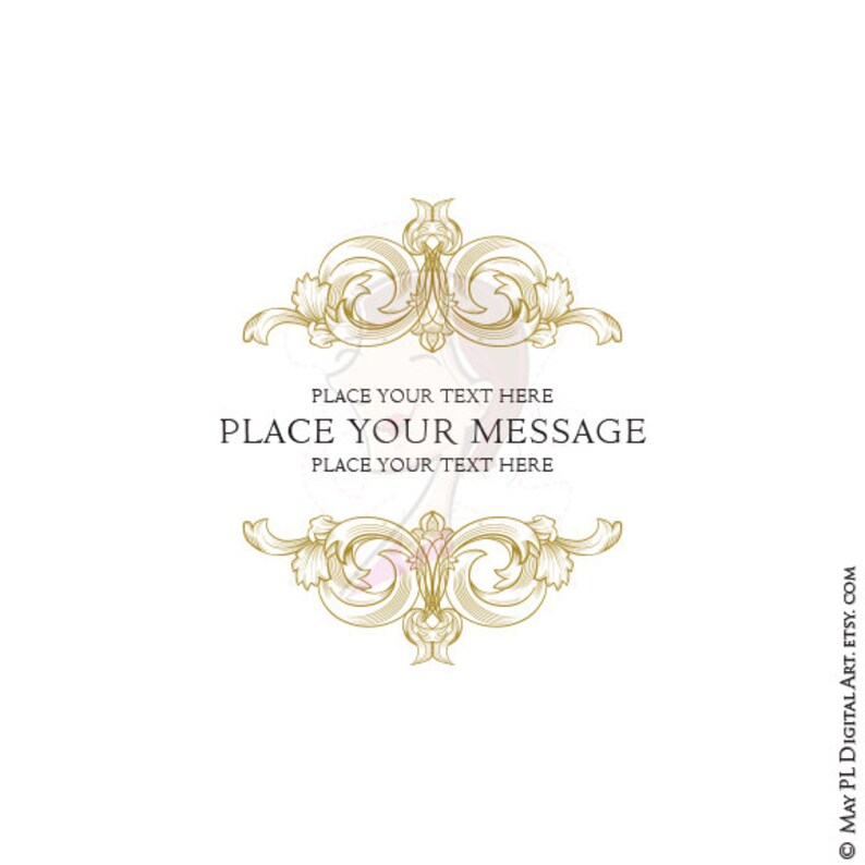 May include: A gold ornate frame with the text "PLACE YOUR TEXT HERE PLACE YOUR MESSAGE PLACE YOUR TEXT HERE".