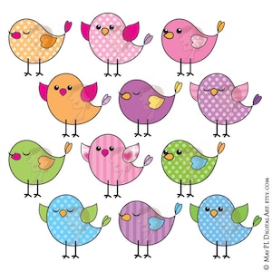 Imágenes prediseñadas de pájaros lindos: imágenes prediseñadas de pájaros para hacer invitaciones de cumpleaños, letreros, etiquetas, manualidades y tarjetas - Vector, Jpg, Png 10059