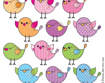 Cute Bird Clipart - Birds Clip Art to make Birthday Party Invitations, Sign, Label, Tag, Craft, Card Making - Vector, Jpg, Png 10059