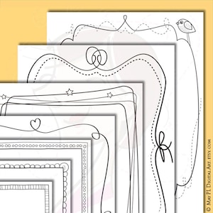 Teacher Printables Certificate Borders - Handdrawn Whimsical Page Frames Clipart great as Certificate 8x11 Size, or as Coloring Pages 10436