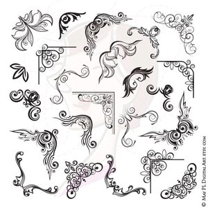 Cadre bordure coins numérique VECTEUR Clip Art Scrapbooking décoratif classique calligraphie photographe Png Clipart Commercial usage personnel 10195