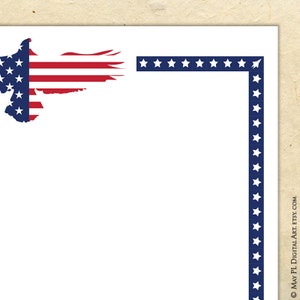 American Border Frames Clip Art, Memorial Day, Fourth Of July, Patriotic Blue Red Flag Eagle Page Decoration School Business Use 10942 image 7