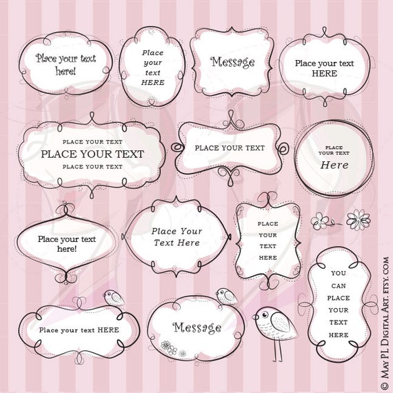 Whimsical Doodle Frames Cute Borders Clip Art Digital Clipart Label Tag Whimsy Sketches Decorative Teacher Craft Use 10475