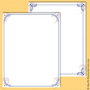 Navy Blue Borders and Frames 8x11 Decorative Border Corner Clipart great for making Wedding Invitations, Certificates, Awards 10753 image 5