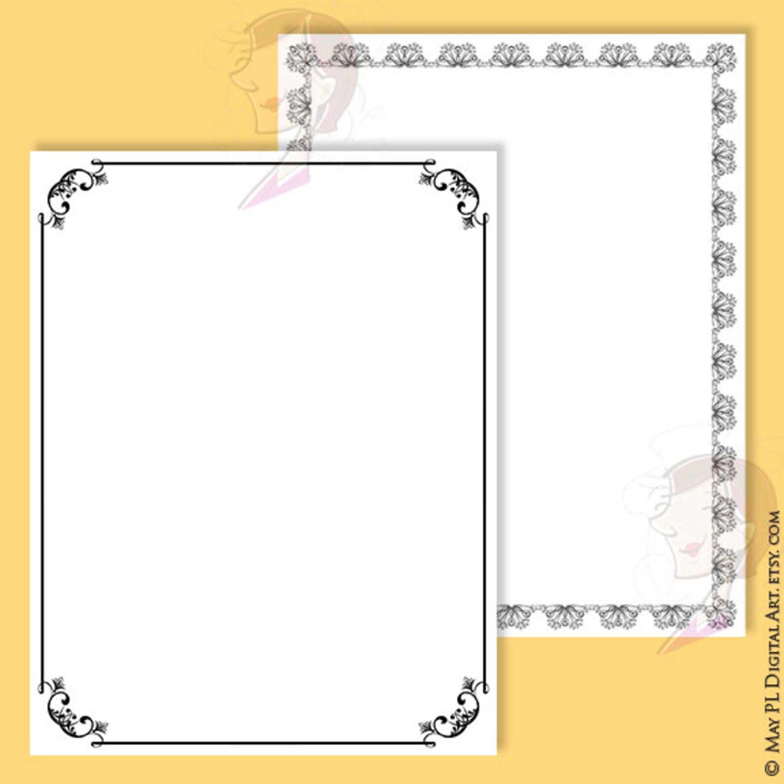 Borders Frames Clip Art 8x11 Decorative Design Create Your Etsy UK