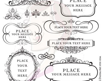 Fancy Wedding Frames Clipart - features Vector and Png format Calligraphy Frames, perfect for making Invites, Sign, Labels, Crafts 10156