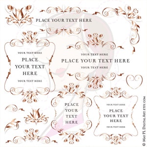 Vintage Floral Rahmen Rose Gold Blume Flourish Clipart dekorativ elegant Hochzeit Rahmen Grafiken DIY Einladungskarte Kommerzielle Nutzung 10281