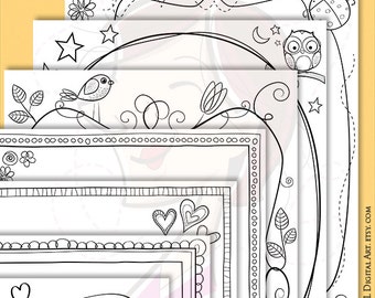 Whimsy Page Border Whimsical Doodle Frames Children Hand Drawn Cute Certificate Frame 8x11 Digital Page Teacher Use VECTOR Jpg Png 10517