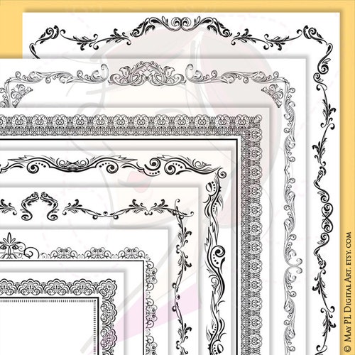 Document Frames Page Borders 8x11 Gold Floral Foliage Leaf Etsy