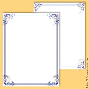 Navy Blue Borders and Frames 8x11 Decorative Border Corner Clipart great for making Wedding Invitations, Certificates, Awards 10753 image 4