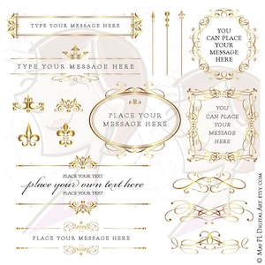 Uno de mis artículos MÁS VENDIDOS: Marco de caligrafía dorado, ideal para letreros de boda DIY, tarjetas de lugar, este juego incluye elementos de diseño 10205