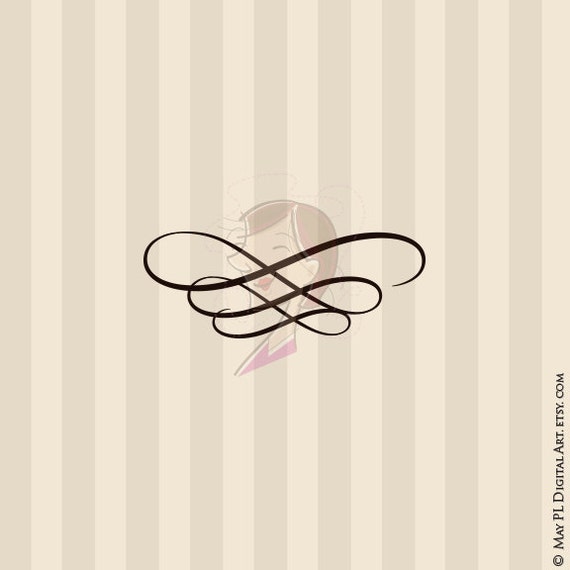 Calligraphy Swirls Clipart Flourish Ornaments Retro Vector Etsy