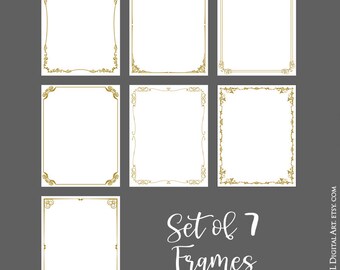 Gold Fancy Document Borders, 8x11 Page Digital Frame Vintage