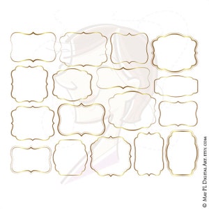 Label Frames Gold Borders - FREE Commercial Use Clip Art great for Labels, Tags, Invitations, and more - Transparent in the Middle 10292