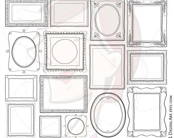 Ręcznie rysowane Doodle Clipart Ramka Clip Art Komercyjne wykorzystanie Dekoracyjne ramki Wektorowe pliki PNG Scrapbook Craft Szkoła Nauczyciel Materiały 10465
